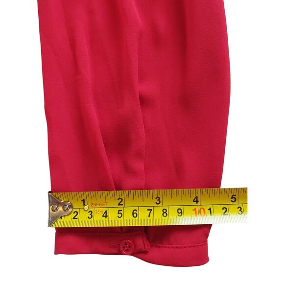 Pleione Women's red Long Sleeve V-Neck Pocket Poly Tunic Blouse Size L - Picture 10 of 10